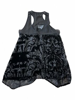 Anthropologie Sunday in Brooklyn Velvet Burnout Swing Tank Black Gray Sz S Boho